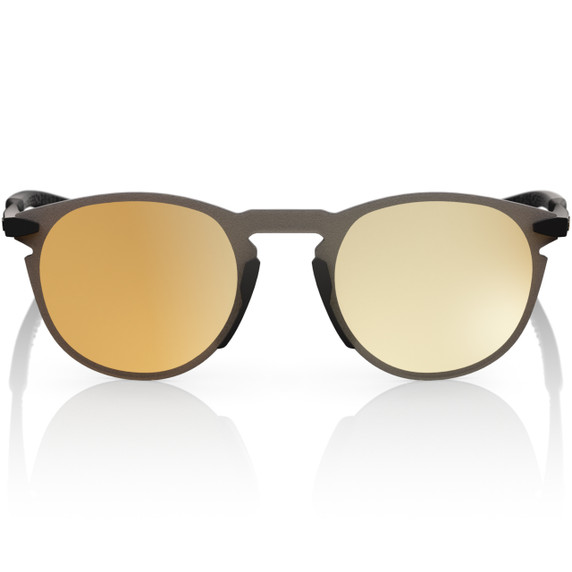 100% Legere Round Sunglasses Matte Black HiPER Gold 24K Mirror