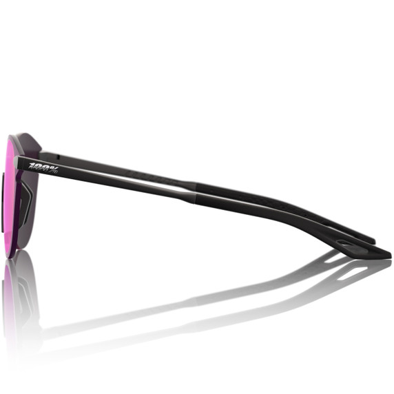 100% Legere Round Sunglasses Soft Tact Black Purple Mirror