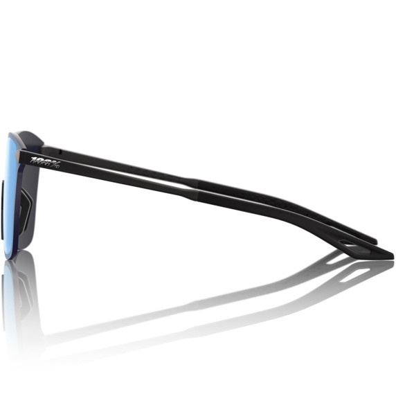 100% Legere Square Sunglasses Soft Tact Black HiPER Blue Mirror