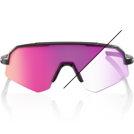 100% Slendale SL Sunglasses Gloss Black Purple Mirror Photochromic