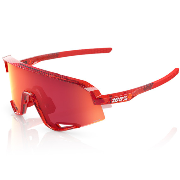 100% Slendale Sunglasses Campari Translucent Red HiPER Fire Red Mirror
