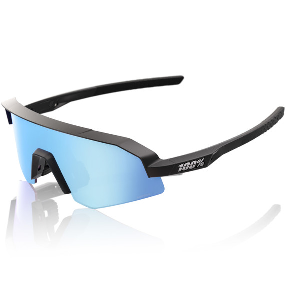 100% Slendale XS Sunglasses Matte Black HiPER Blue Mirror