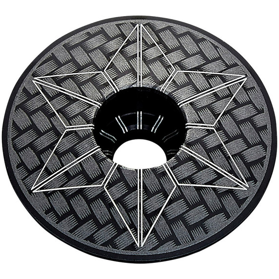 Supacaz Star Capz Top Cap Laser Etched Anodised Black Carbon