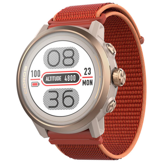 Rose gold watch with orange band