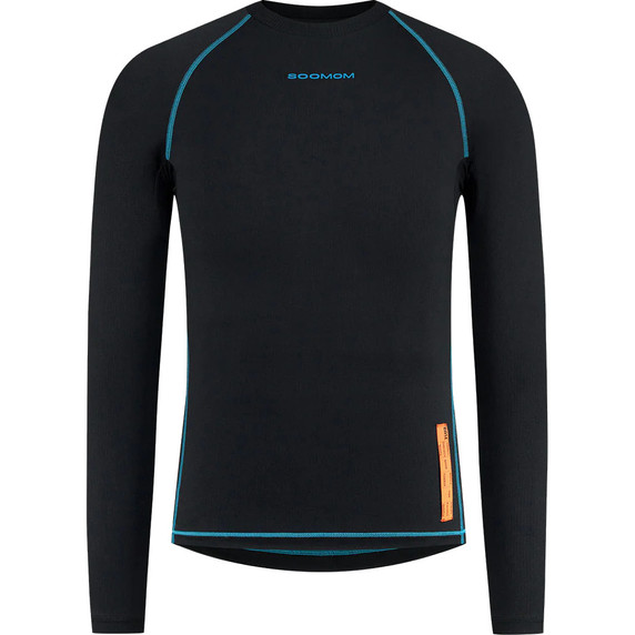 Black long sleeve baselayer with blue stitching