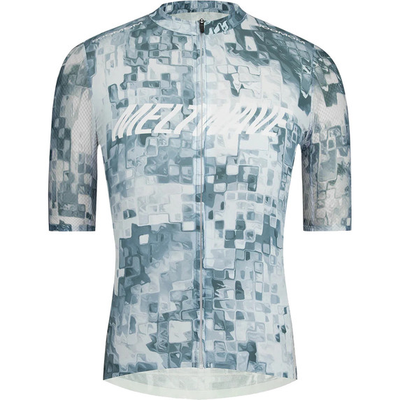 Blue and green jersey with white logo