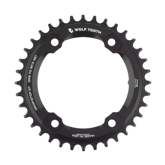 Wolf Tooth 110 BCD 4 Bolt Asymmetric Chainring for GRX Cranks Drop-Stop ST