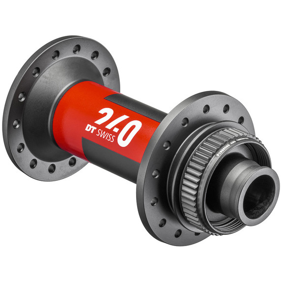 Rear bicycle hub with red logos