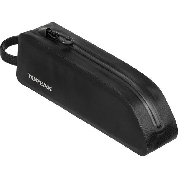 Black top tube bag with white logo