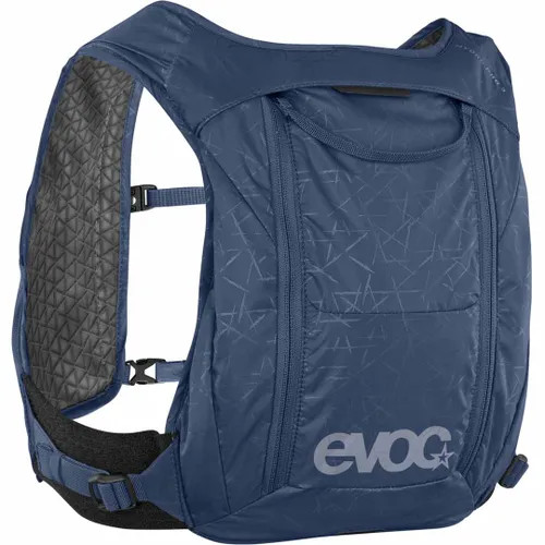 Blue hydration pack with grey logos