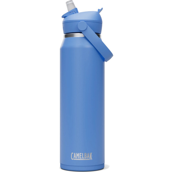Blue bottle with blue lid and flip straw