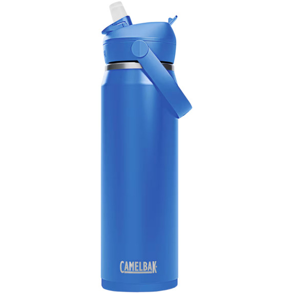 Blue bottle with blue lid and flip straw