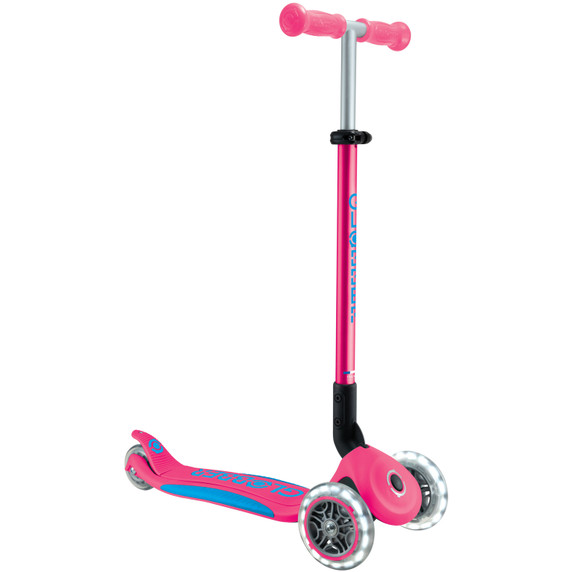 Globber Primo Fold Plus Lights Scooter V2 Fuchsia Pink/Sky Blue
