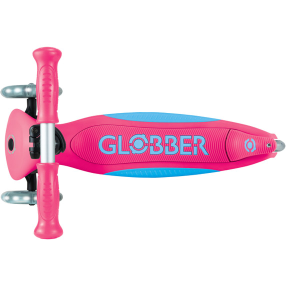 Globber Primo Fold Plus Lights Scooter V2 Fuchsia Pink/Sky Blue