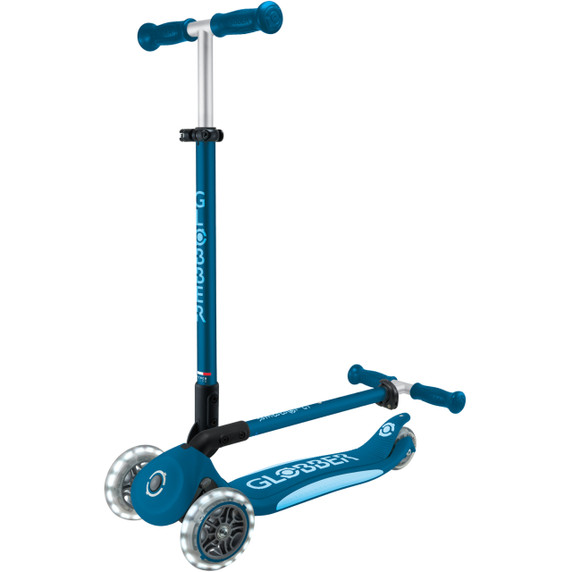 Globber Primo Fold Plus Lights Scooter V2 Petrol Blue/Light Blue