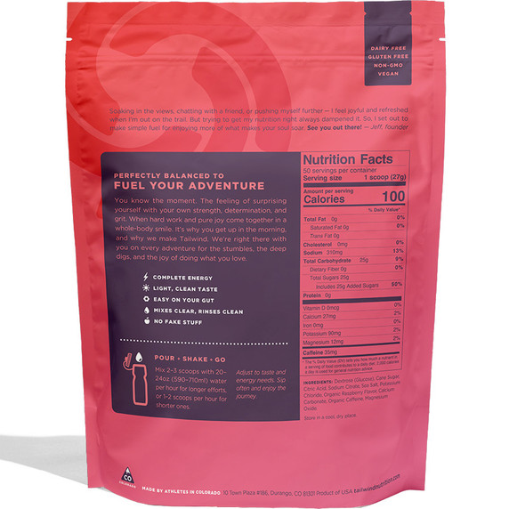 Tailwind Endurance Fuel 1.35kg Raspberry (Caffeinated)