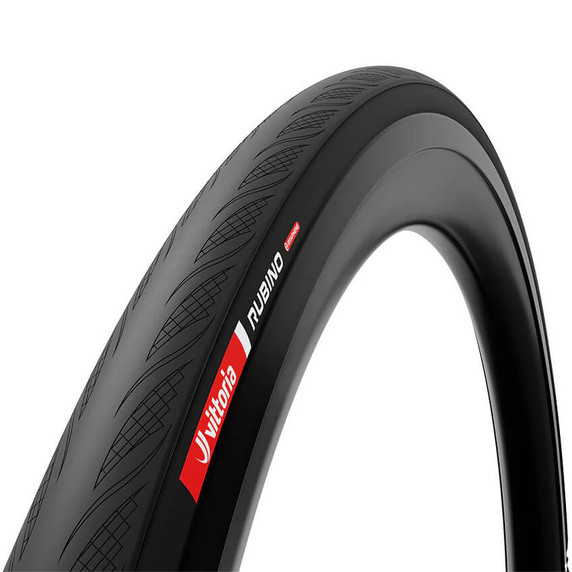 Black tyre with red logo