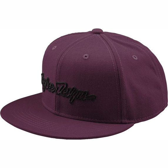 Troy Lee Designs Signature Flat Bill Snapback Hat Sangria
