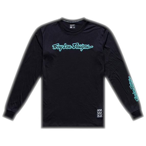 Troy Lee Designs Skyline Long Sleeve Ride Tee Signature Black / Real Teal
