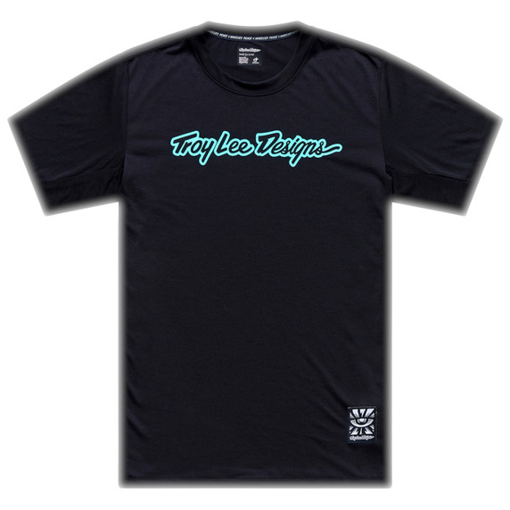 Troy Lee Designs Skyline Short Sleeve Ride Tee Signature Black / Real Teal