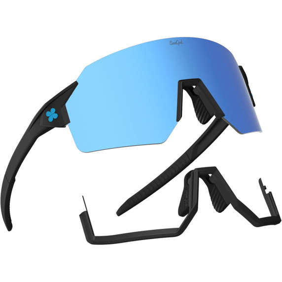 Sungod Airas Matte Black with Silver Blue Lens