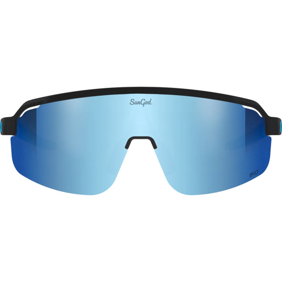 Sungod Forty2s Matte Black with Silver Blue Lens