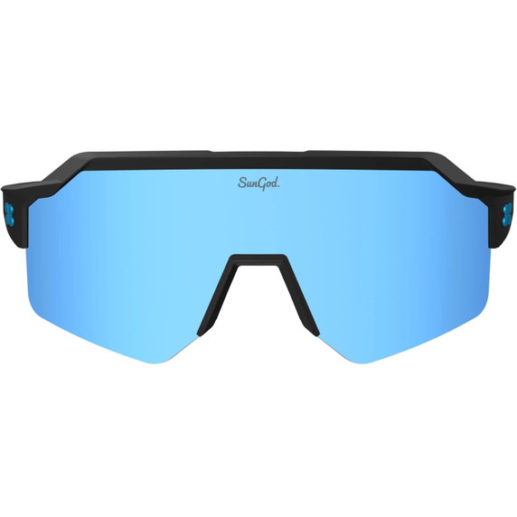 Sungod Vulcans Matte Black with Silver Blue Lens