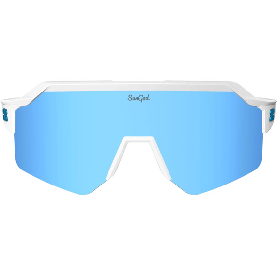 Sungod Vulcans Matte White with Silver Blue Lens