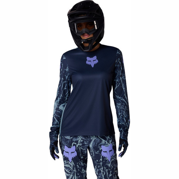 Fox Ranger Long Sleeve Womens Jersey Image Print Arctic Blue