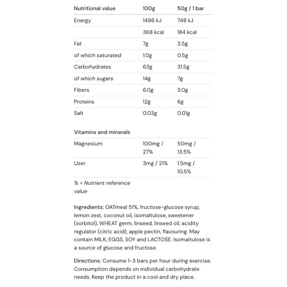 Amacx Energy Oat Bar Lemon
