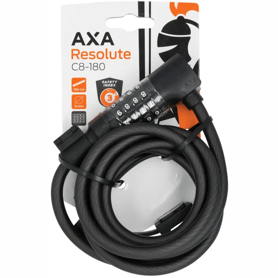 AXA Resolute 180cm x 8mm Black Cable Combo Lock