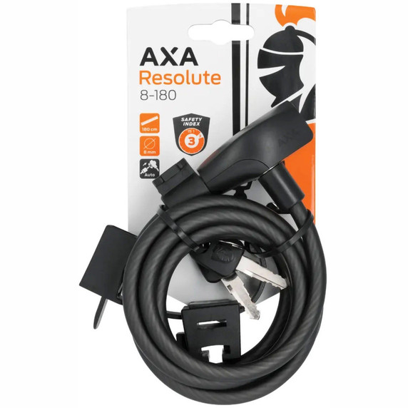 AXA Resolute 180cm x 8mm Black Cable Key Lock