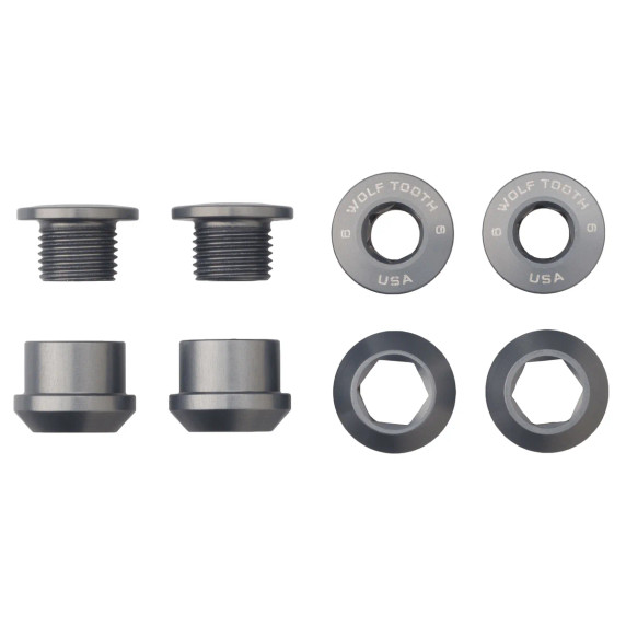 Wolf Tooth Set of 4 Chainring Bolts/Nuts for 1X Gunmetal