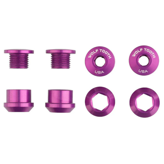 Wolf Tooth Set of 4 Chainring Bolts/Nuts for 1X Ultraviolet Purple