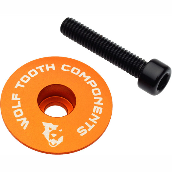 Wolf Tooth Ultralight Stem Cap and Bolt Orange