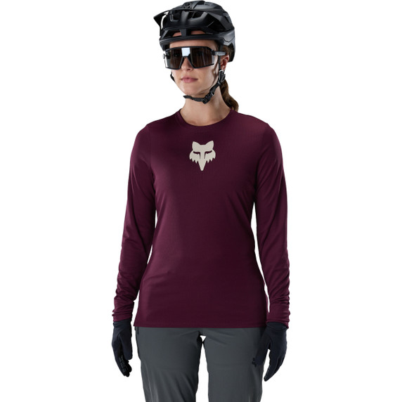 Fox Ranger Long Sleeve Women's Jersey Fox Head Dark Maroon