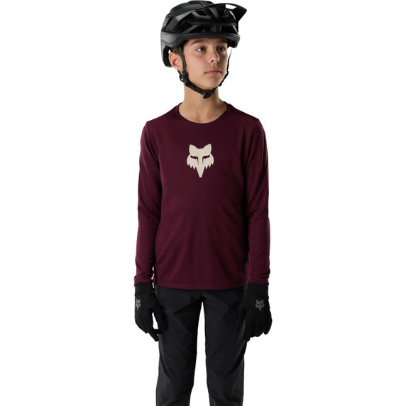 Fox Ranger Long Sleeve Youth Jersey Fox Head Dark Maroon