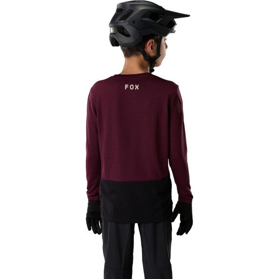 Fox Ranger Long Sleeve Youth Jersey Fox Head Dark Maroon