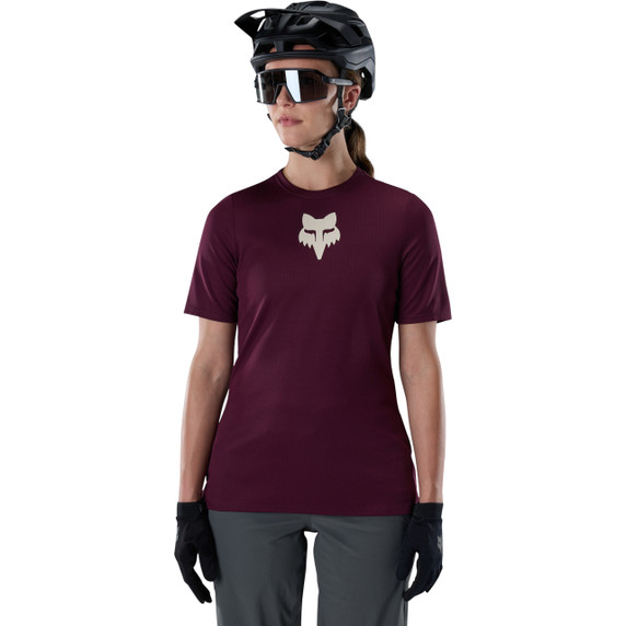 Fox Ranger Short Sleeve Women's Jersey Fox Head Dark Maroon