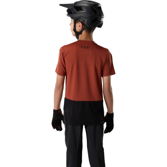 Fox Ranger Short Sleeve Youth Jersey Fox Head Amber Scarlet