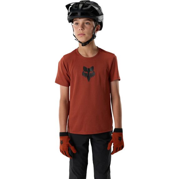 Fox Ranger Short Sleeve Youth Jersey Fox Head Amber Scarlet