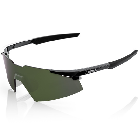 100% A2 Speedwork Sunglasses Gloss Black Grey-Green