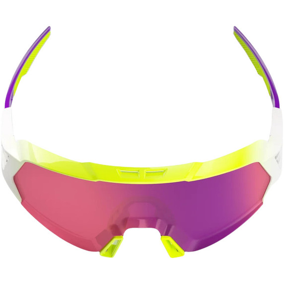 100% Korbin X Sunglasses Polished Flo Yellow Fade w/Purple Fade Mirror Lens