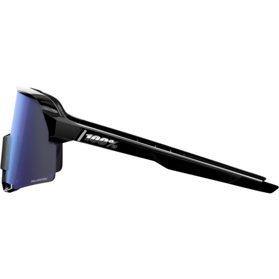 100% S3 Sunglasses Polished Black w/HiPER Polarised Lavendar Mirror Lens