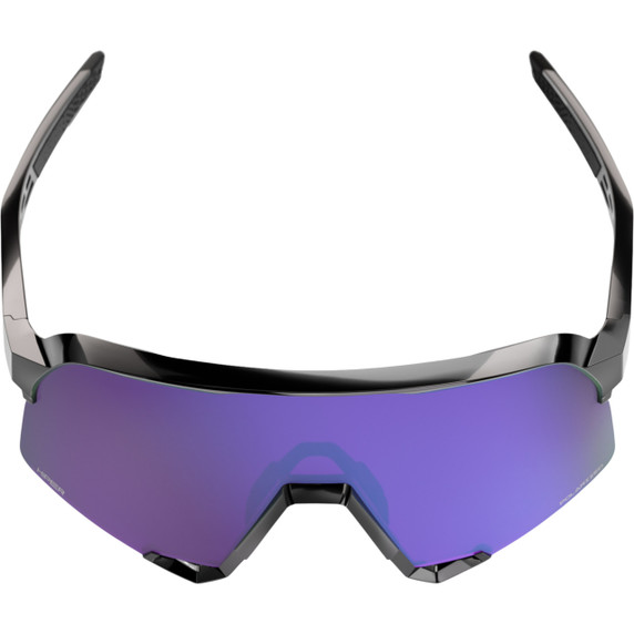 100% S3 Sunglasses Polished Black w/HiPER Polarised Lavendar Mirror Lens