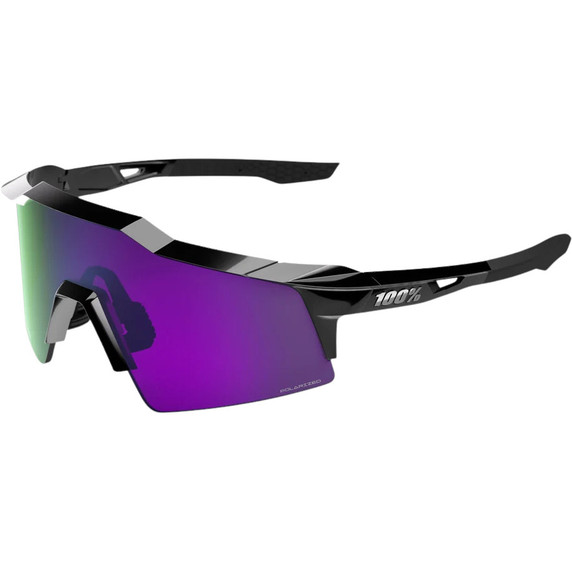 100% Speedcraft SL Sunglasses Polished Black w/HiPER Polarised Lavender Mirror Lens