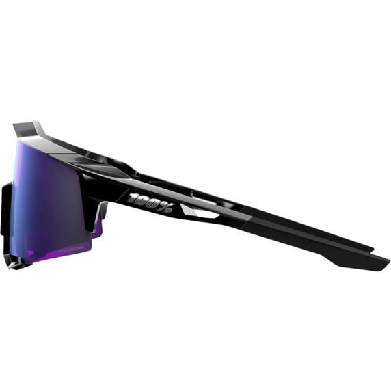 100% Speedcraft Sunglasses Polished Black w/HiPER Polarised Lavender Mirror Lens