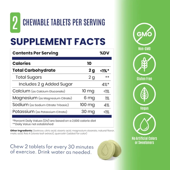 SaltStick Electrolyte FastChews Lemon-Lime 60 Chew Bottle