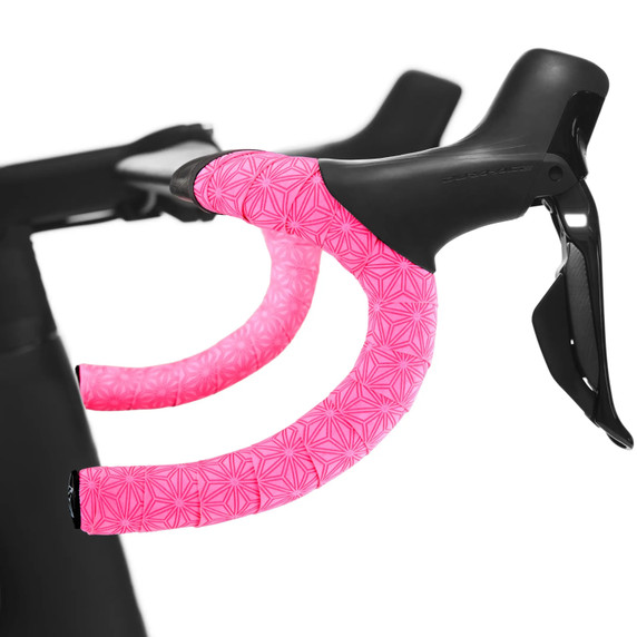Supacaz Suede Bar Tape Neon Pink + Black Star Plugz