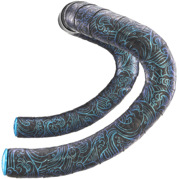 Supacaz Super Sticky Kush Tsunami Blue Refractor Bar Tape Blue Star Plugz